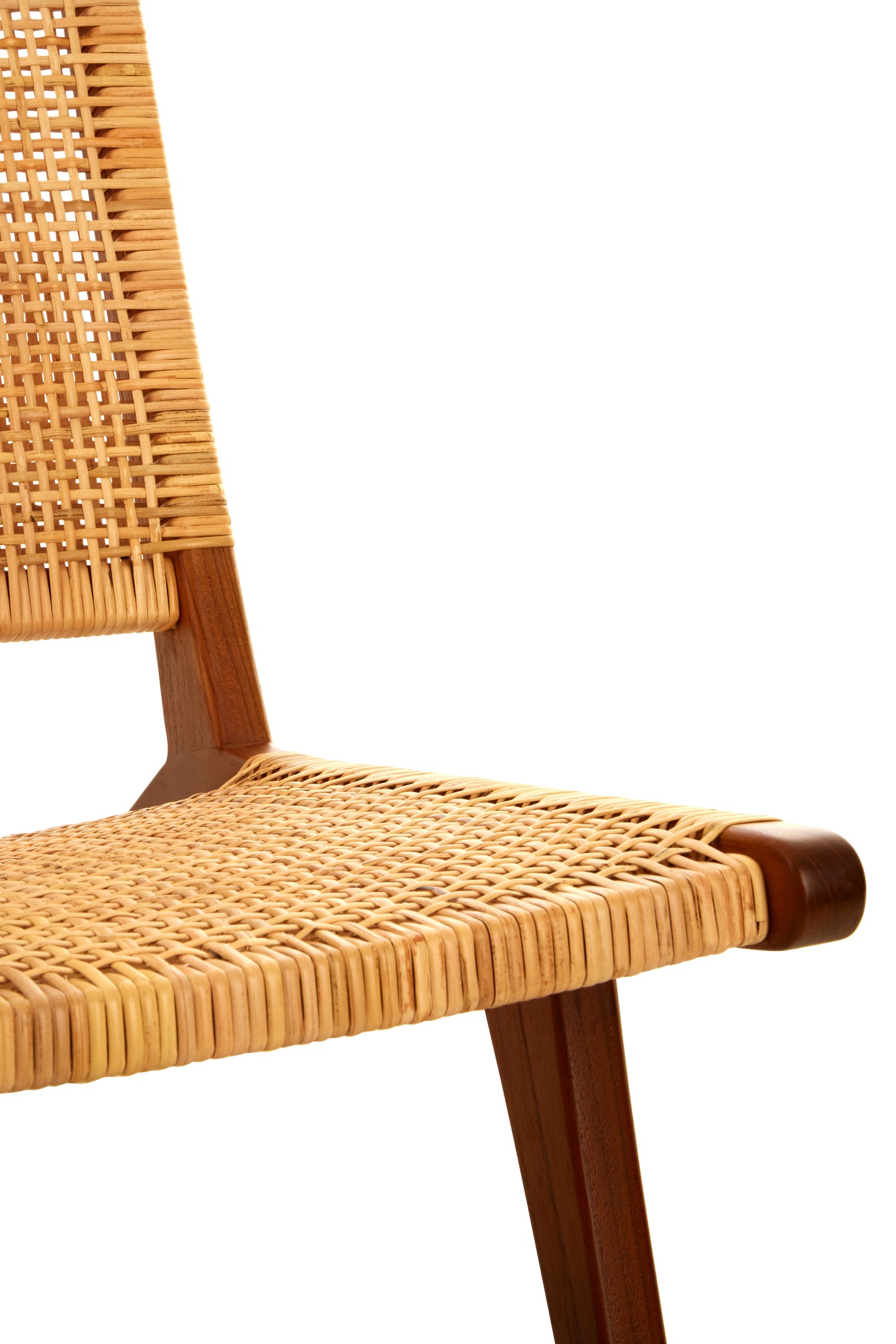 Slad Wood and Natural Rattan Chair