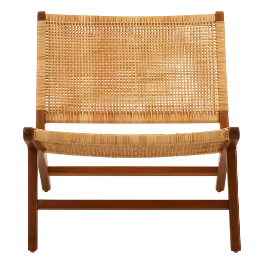 Slad Wood and Natural Rattan Chair