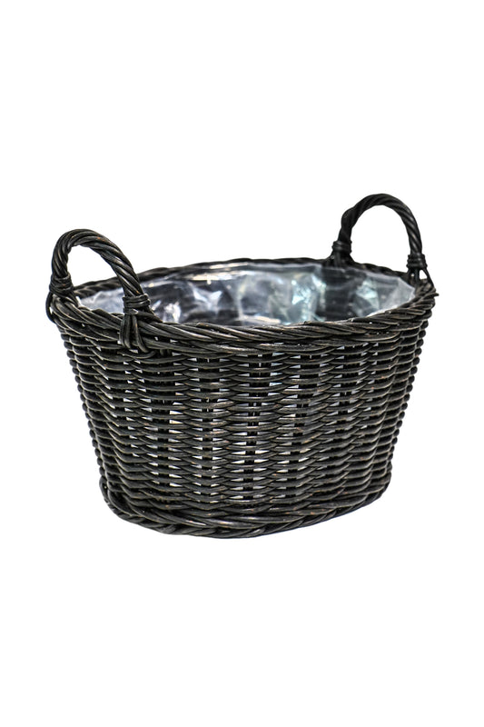 Polyrattan Willow Lined Basket Planter (Large) - Kristia Rose Collections