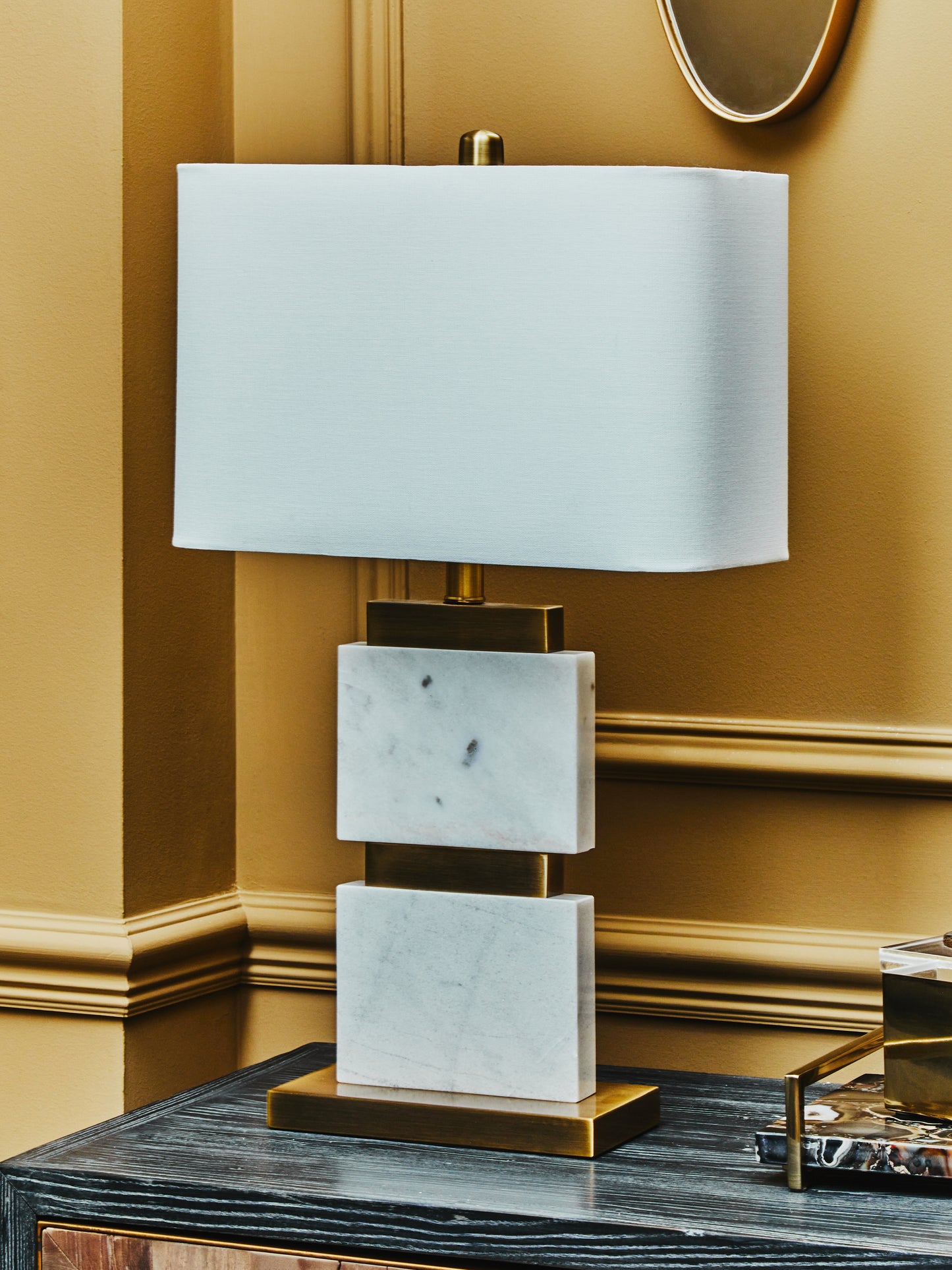 Elegant White Marble Luxe Style Table Lamp