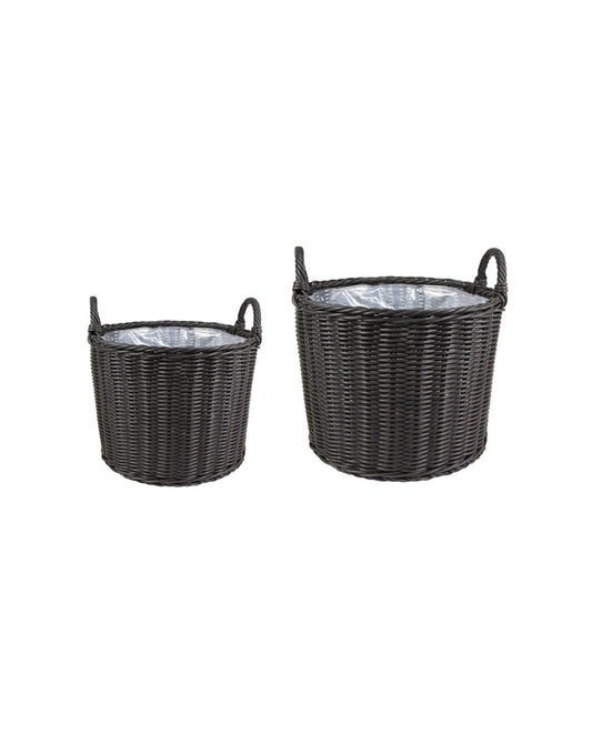 Polyrattan Willow Set of 2 Lined Planters - Kristia Rose Collections