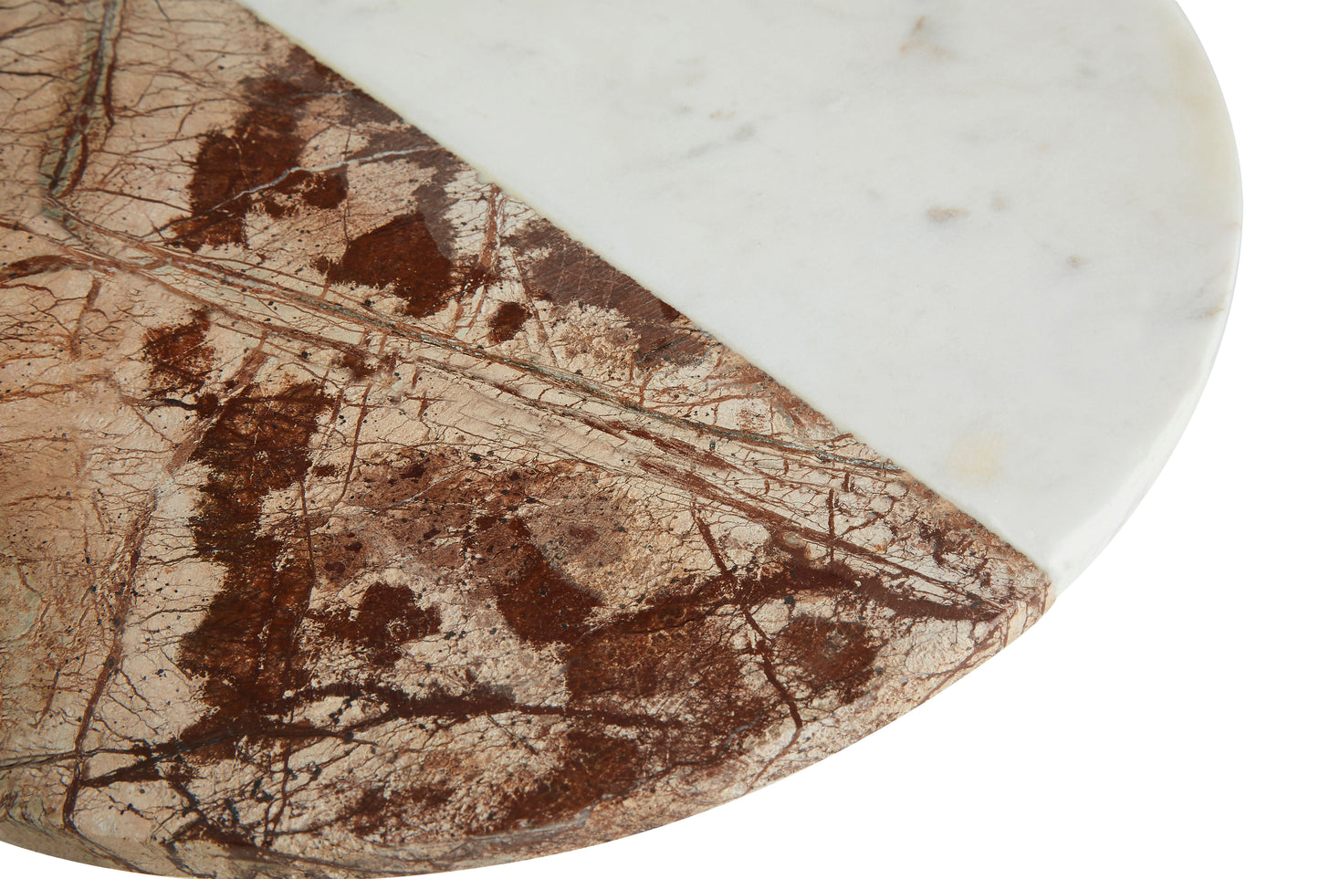 Avening Round Marble Paddle Board in White and Brown Marble