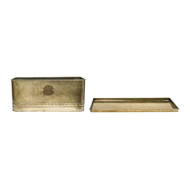 Kew Regency Outdoor Trough in Aged Brass or Copper - Medium