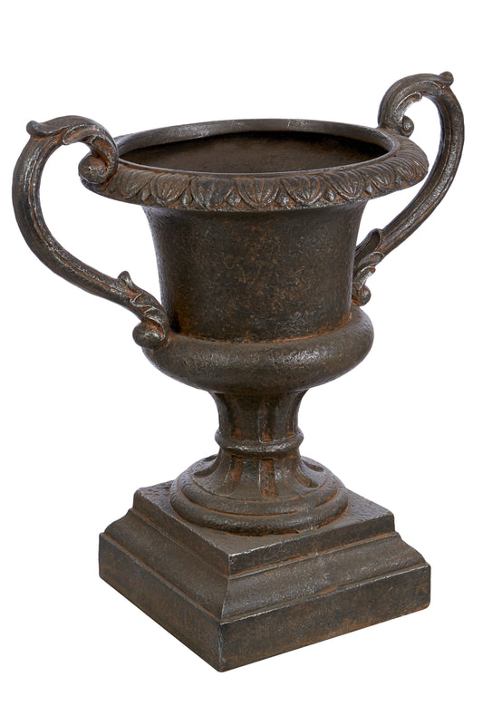 Large Antique Brown Stone Effect Urn Vase