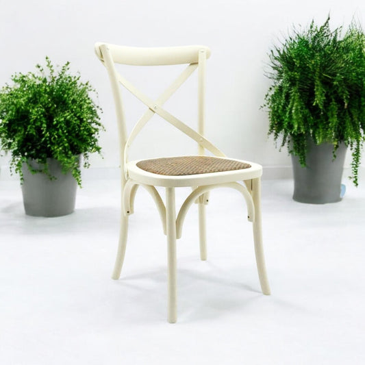 French Cross Back Dining Chair in White