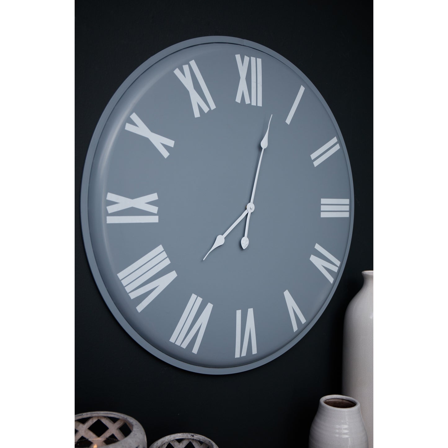 Rothay Grey Metal Wall Clock