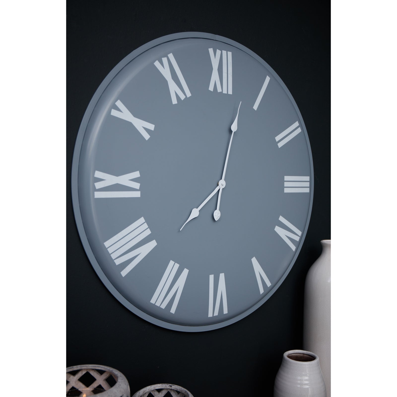 Rothay Grey Metal Wall Clock