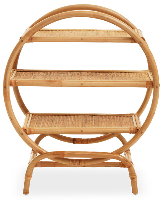 Neutral Circular Rattan Shelf Unit