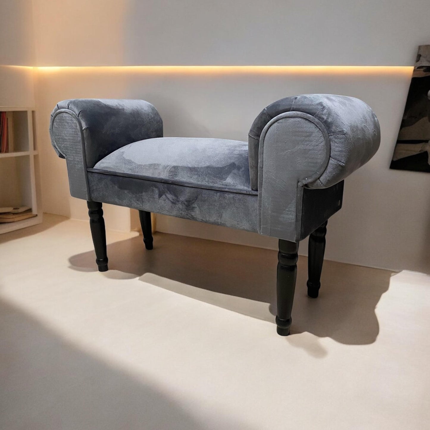 Kelmscott Small Velvet Upholstered Bench Seat - 3 Colours Available