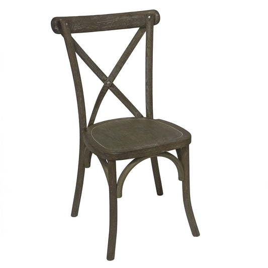 French Cross Back Dining Chair in Light Oak