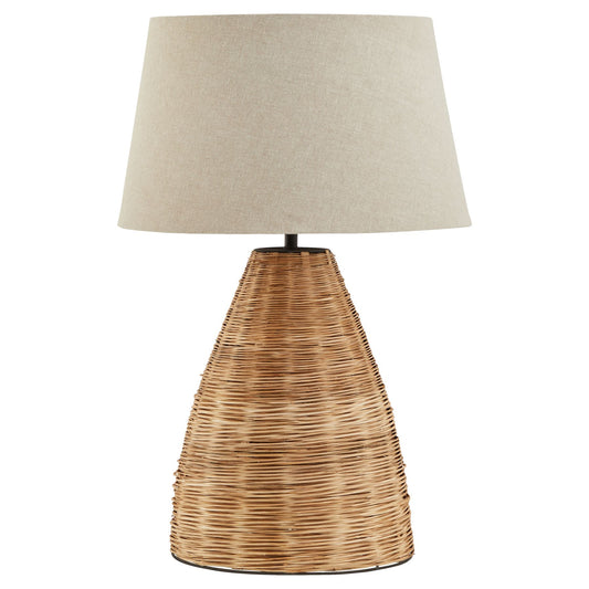 Natural Wicker Table Lamp With Linen Shade - Kristia Rose Collections