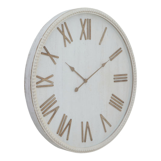 Cotswolds Large Rustic Beaded Frame White Wall Clock 80cm - Kristia Rose Collections