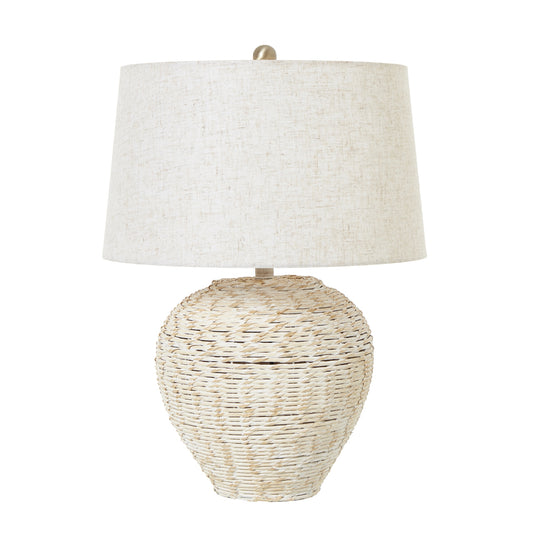 Woodstock Wicker Lamp with Linen Shade