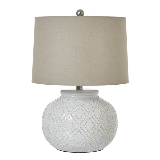 Winchcombe Textured Ceramic Lamp With Linen Shade