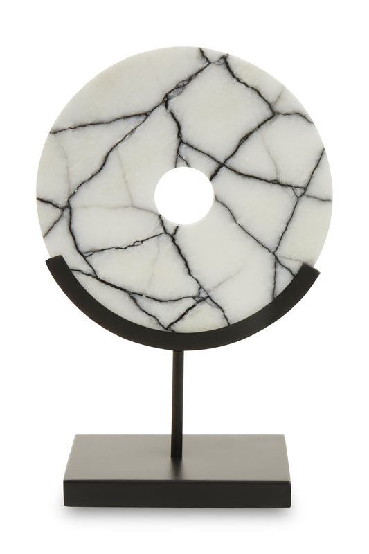 Stunning Circular Black and White Marble Sculpture