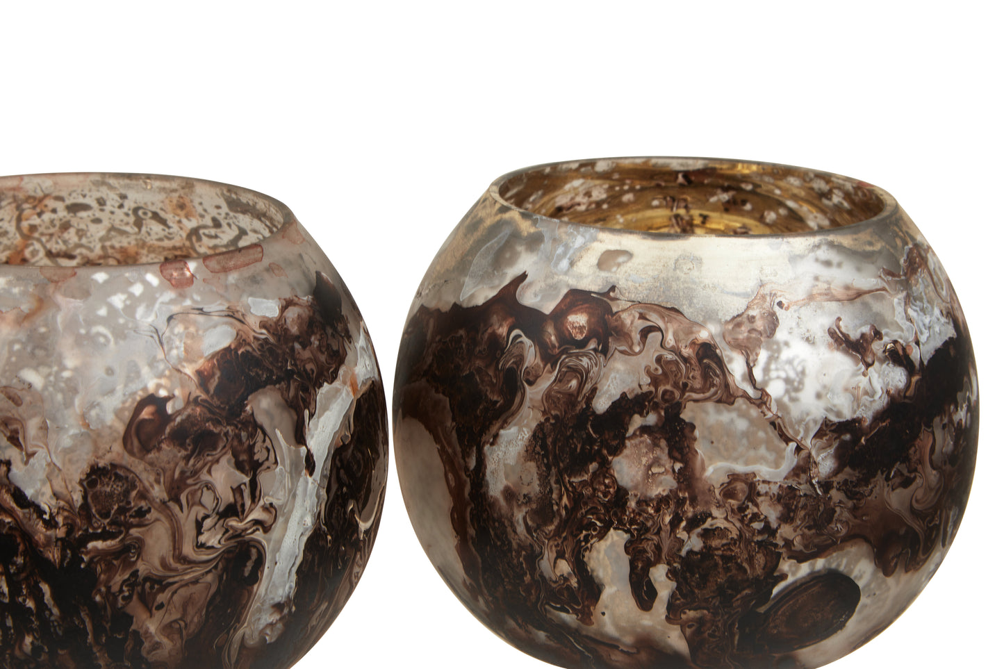 3 Marble Effect Glass Tealight Holders