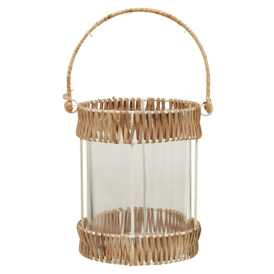 Rustic Rattan and Glass Lantern