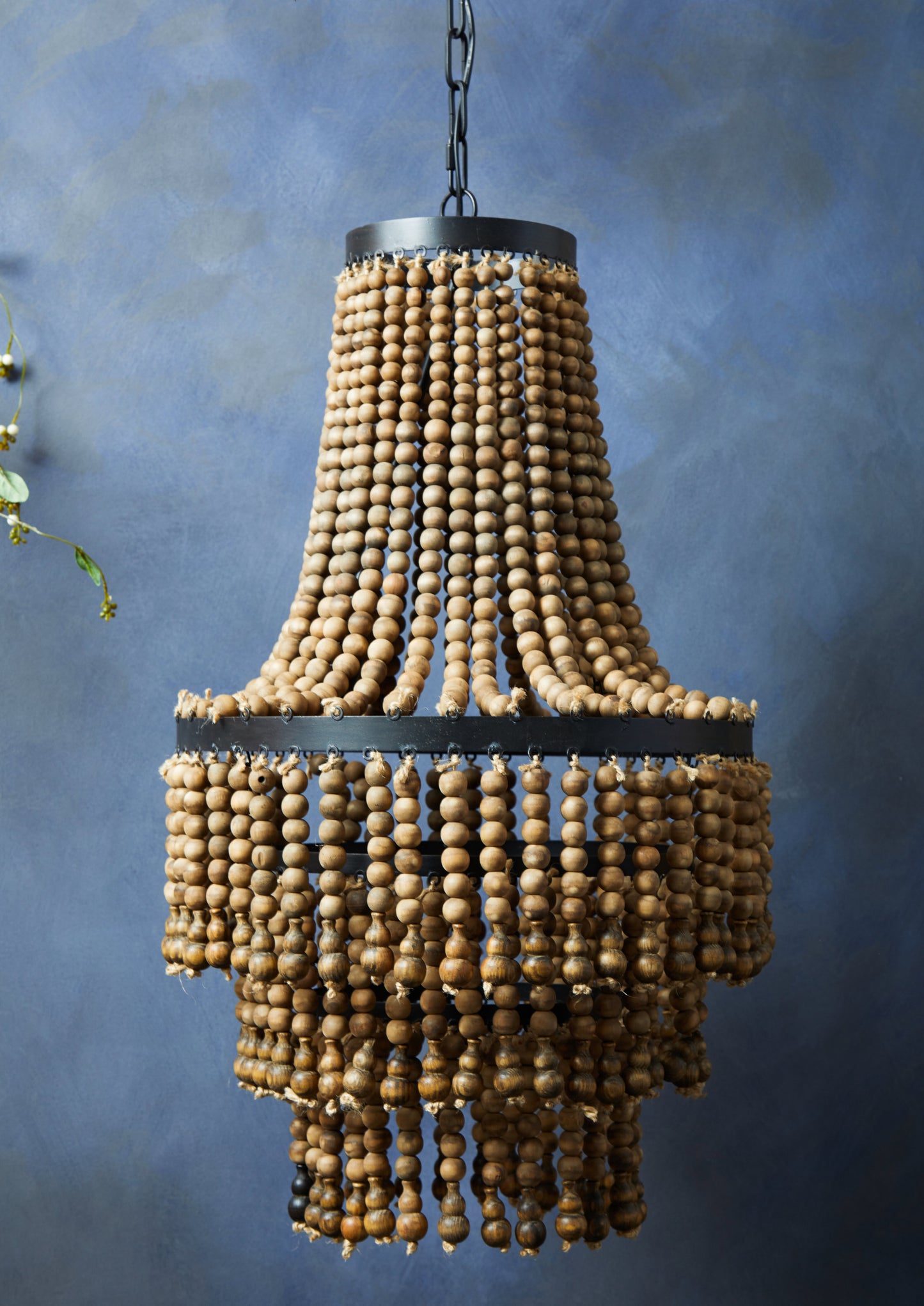 Windrush Rustic Wood Bead Chandelier