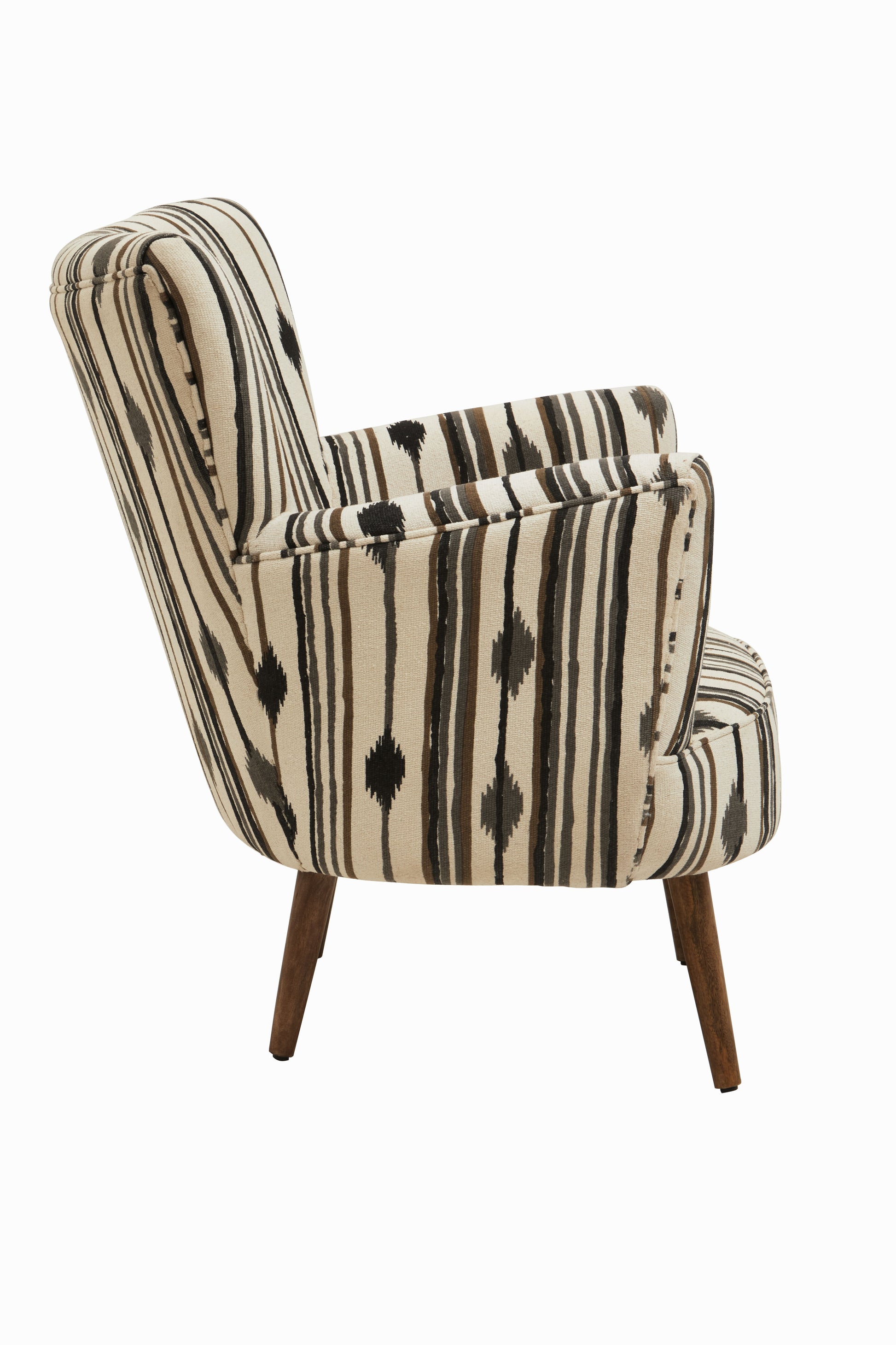 Stroud Black and White Armchair with Flared Arms - Kristia Rose Collections