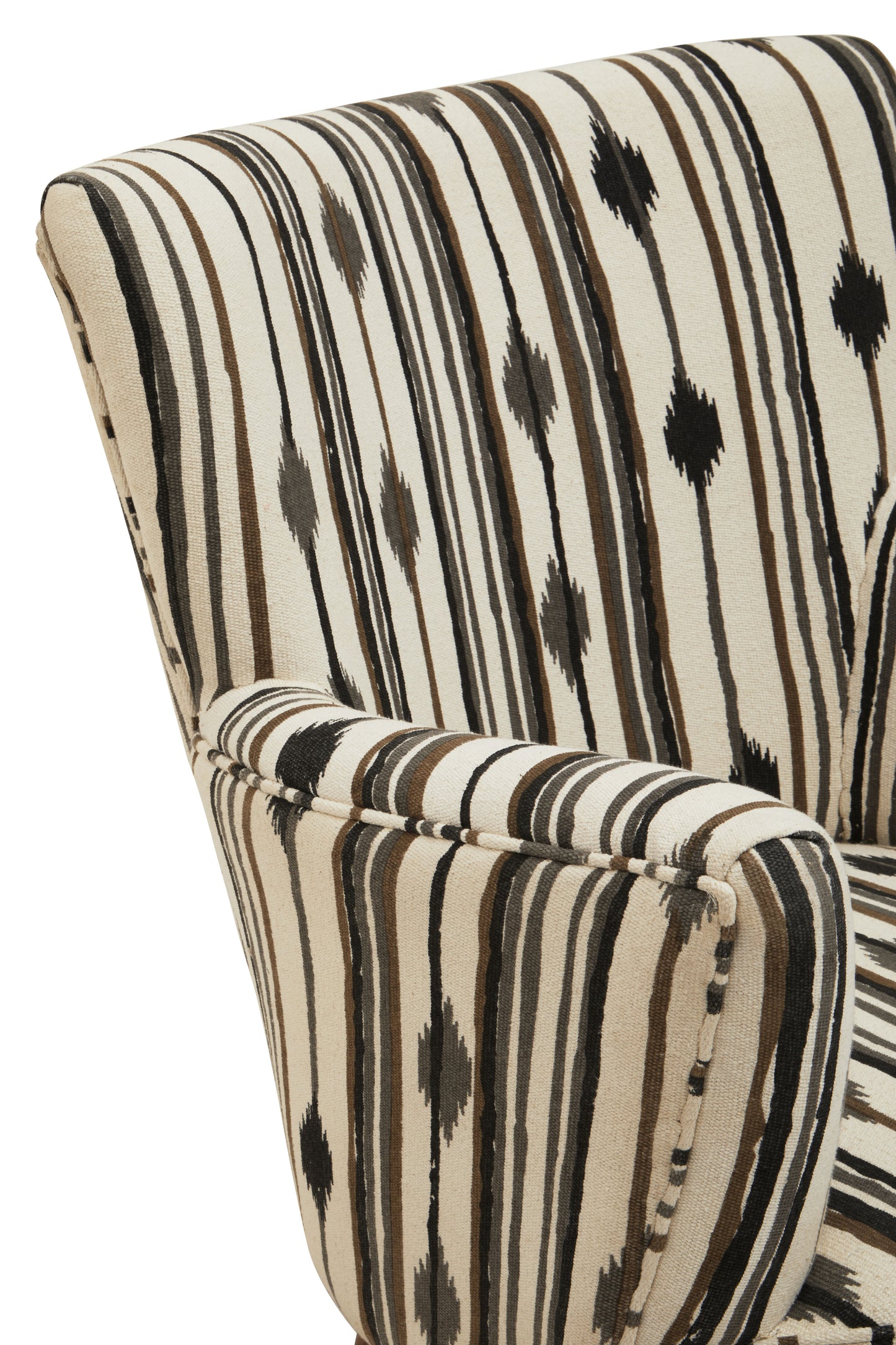 Stroud Black and White Armchair with Flared Arms - Kristia Rose Collections