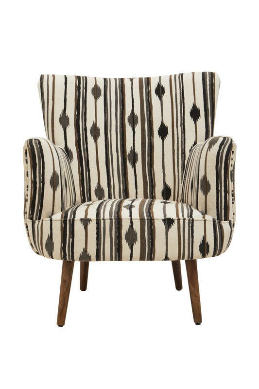 Stroud Black and White Armchair with Flared Arms - Kristia Rose Collections