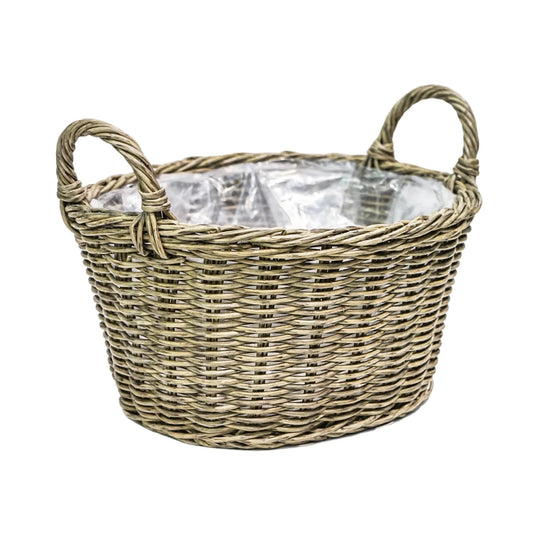 Polyrattan Natural Lined Basket Planter (Small) - Kristia Rose Collections