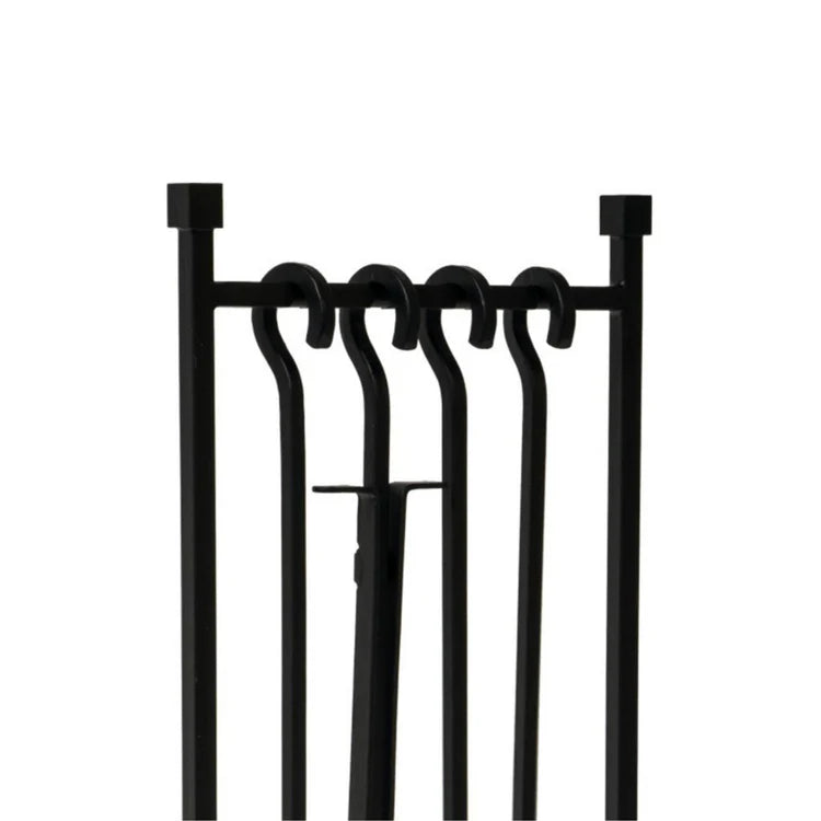 Iron Hanging Rack Fire Tool Set - available in Black & Pewter