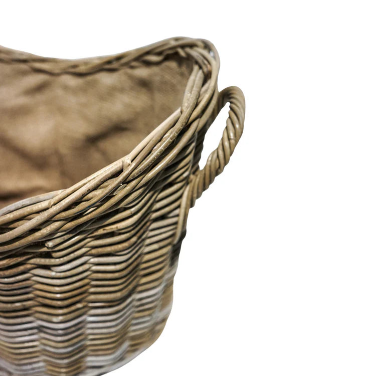 Elegant Oval Lined Wicker Log Basket