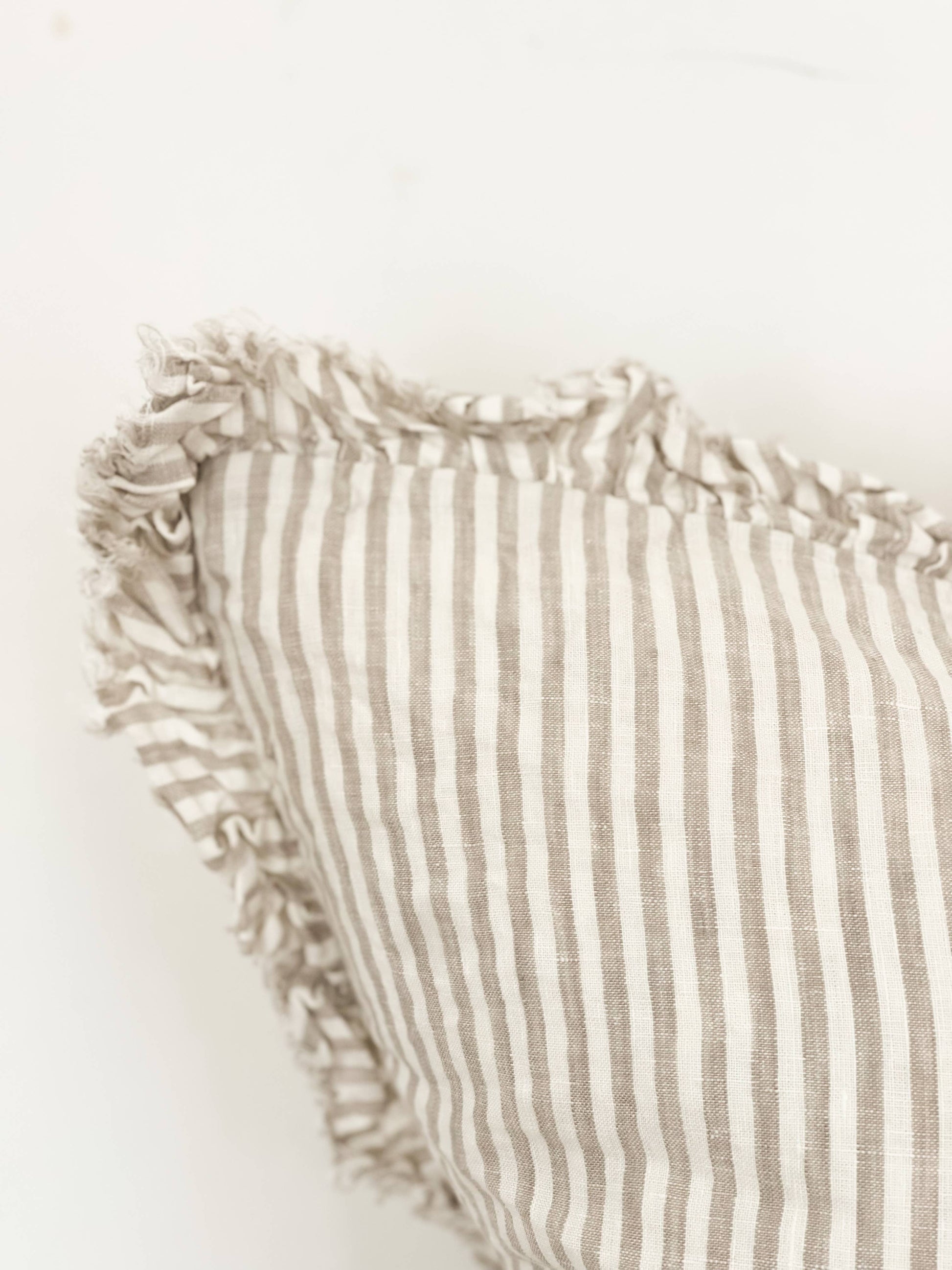 Ruffled Linen – Natural Stripe: 45 x 45 cm - Kristia Rose Collections