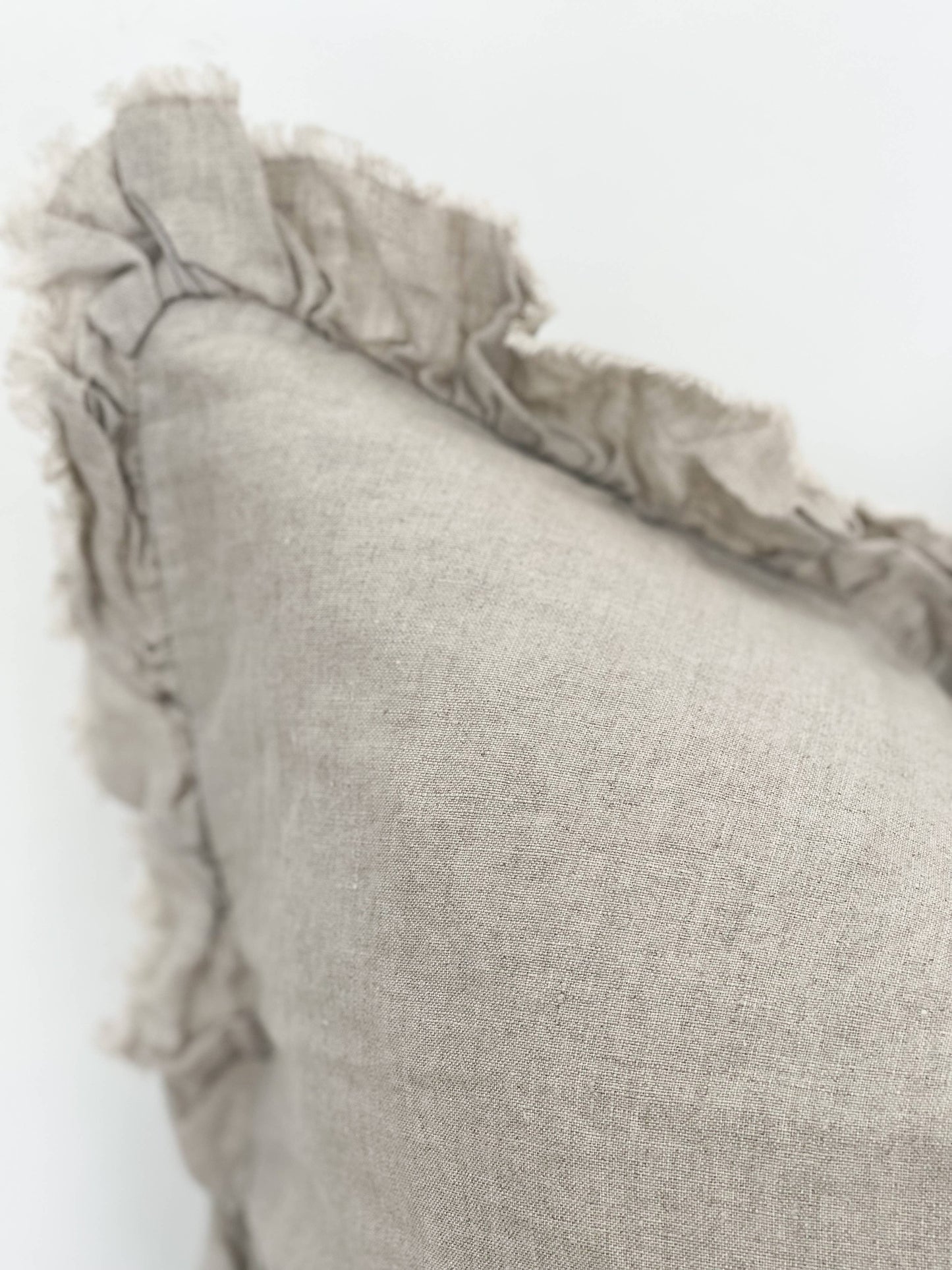 Ruffled Linen Cushion Cover – Natural: 45 x 45 cm - Kristia Rose Collections