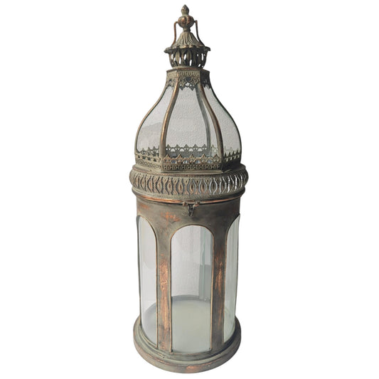 Tall Distressed Metal Garden Lantern