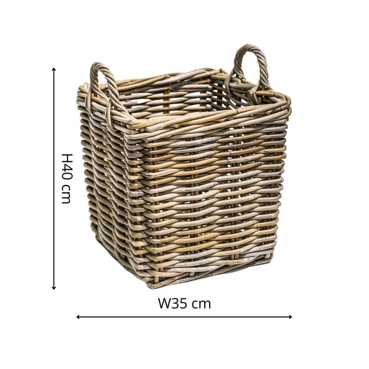 Wicker Log Baskets, Square, Set of 2 - Kristia Rose Collections