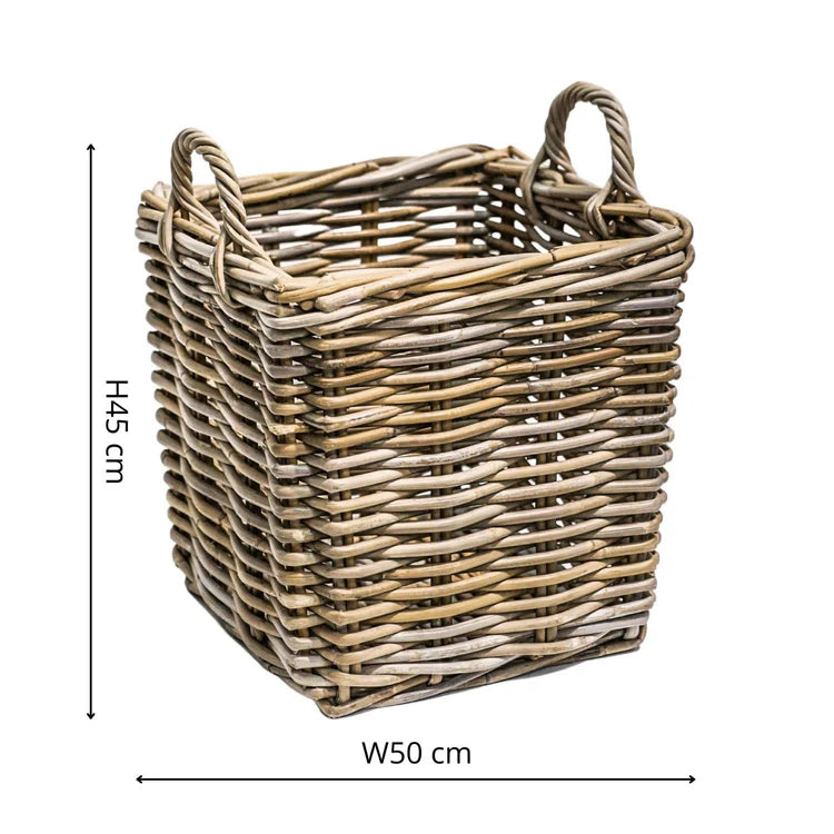 Wicker Log Baskets, Square, Set of 2 - Kristia Rose Collections