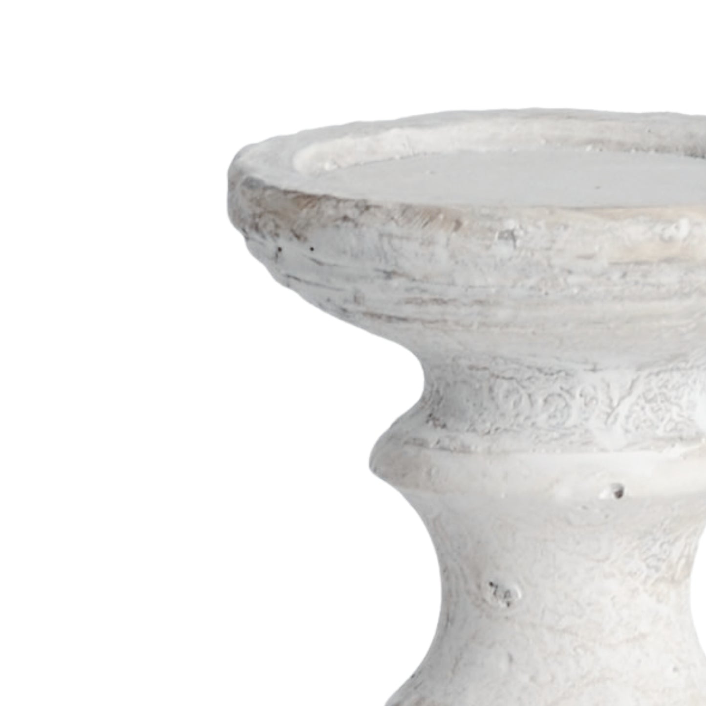 Distressed White Stone Candle Holder, 30cm H - Kristia Rose Collections