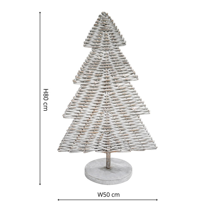 Tall Rattan Christmas Tree - White and Natural