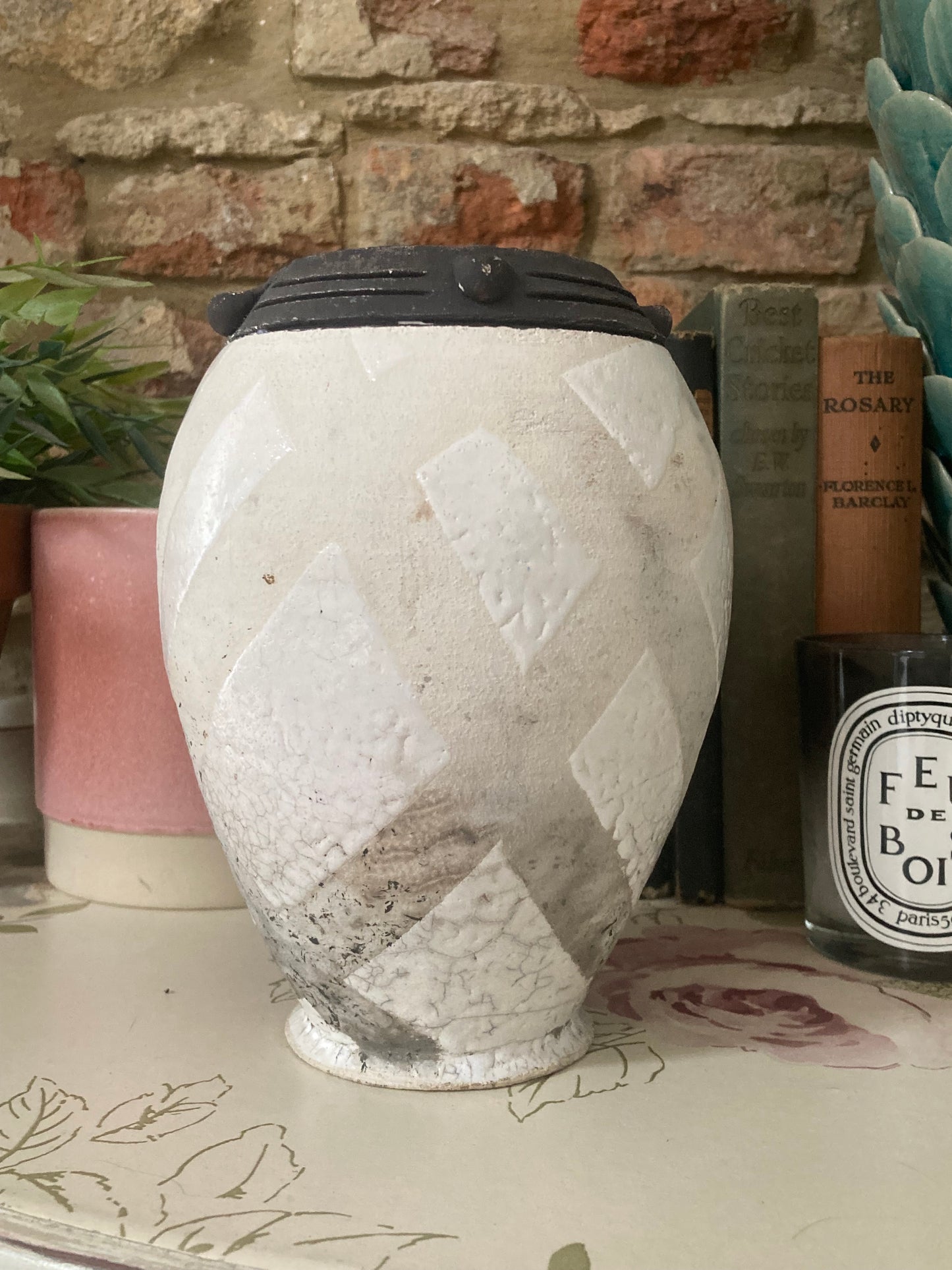 Vintage Stunning Raku Crackle Glazed Pottery Vase - Kristia Rose Collections