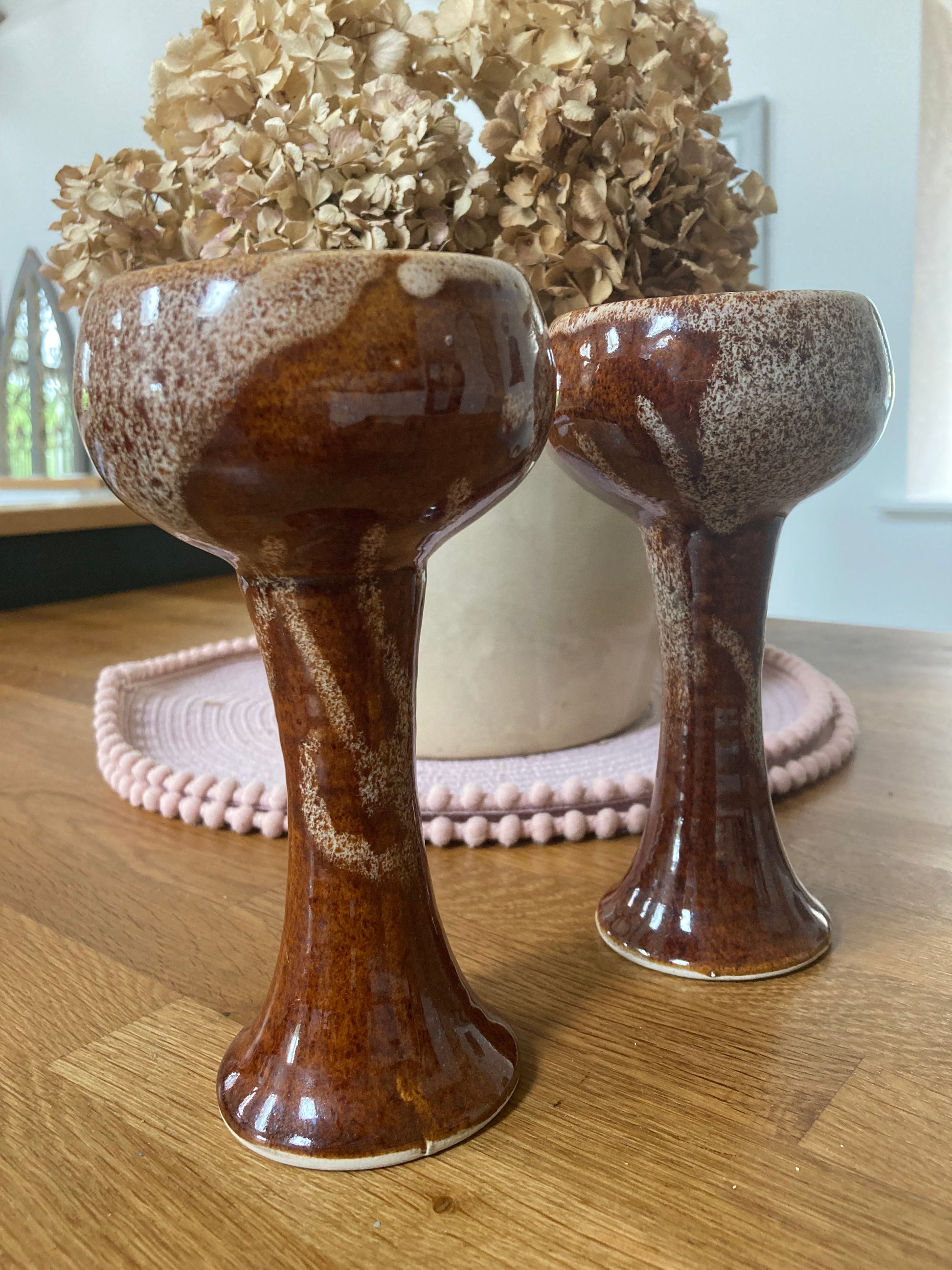 Stunning Pair of Vintage Ceramic Wine Goblets - Kristia Rose Collections