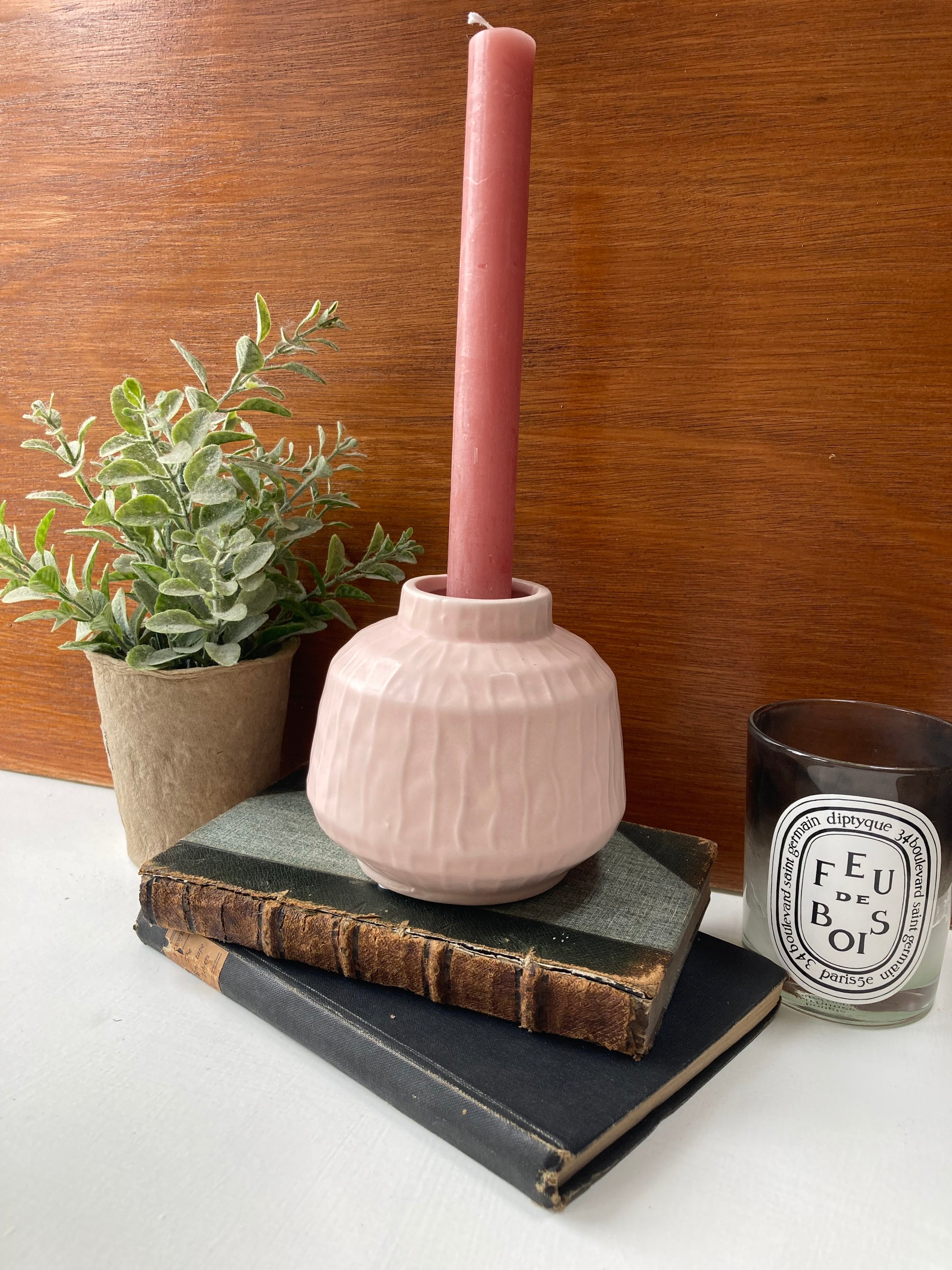 Pastel Pink Ceramic Textured Bud Vase - Kristia Rose Collections