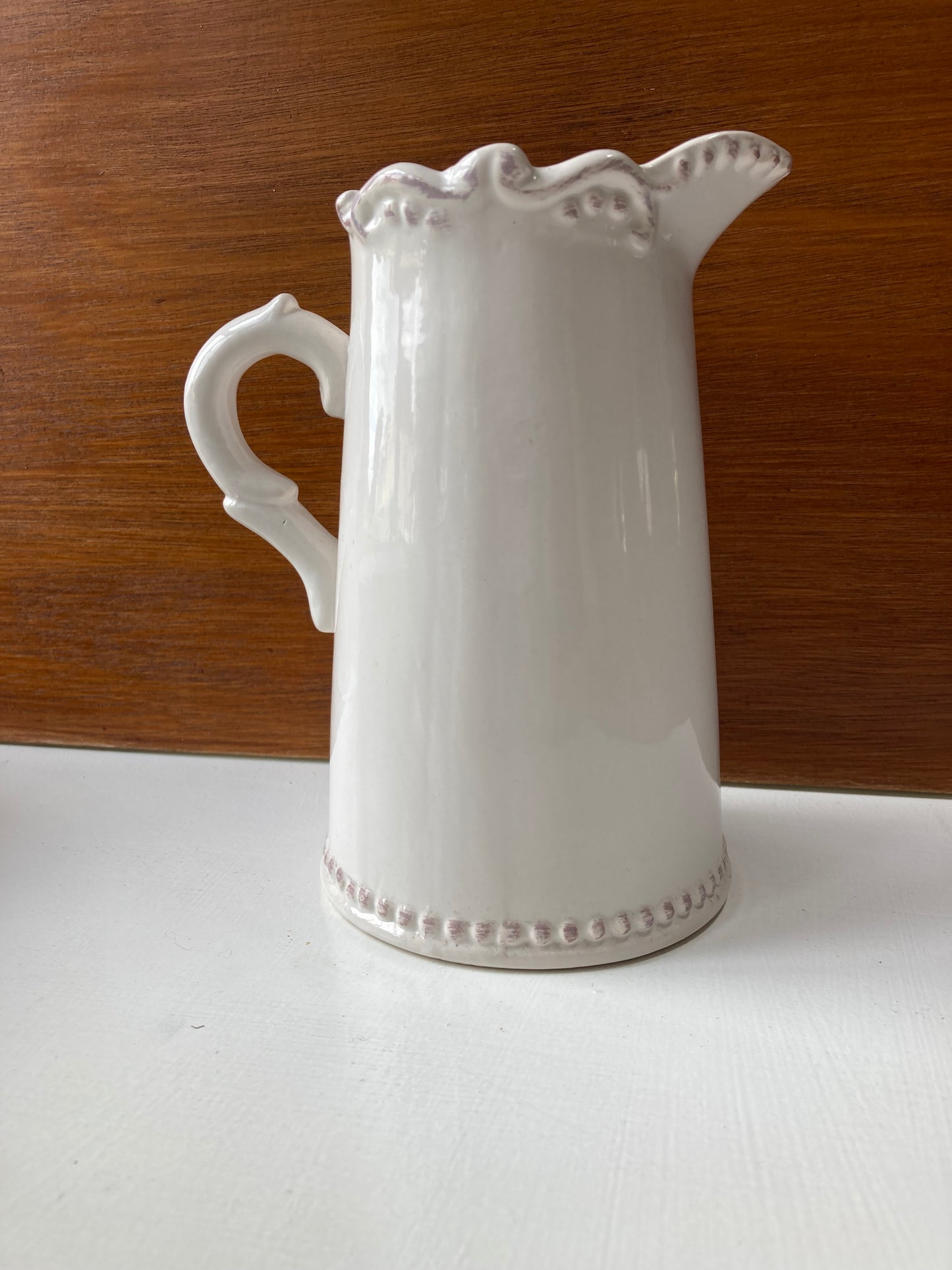 Jug with Decorative Rim in white and Grey - Kristia Rose Collections