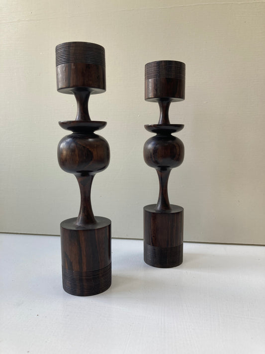 Pair of Hard Wood Candlesticks - Kristia Rose Collections