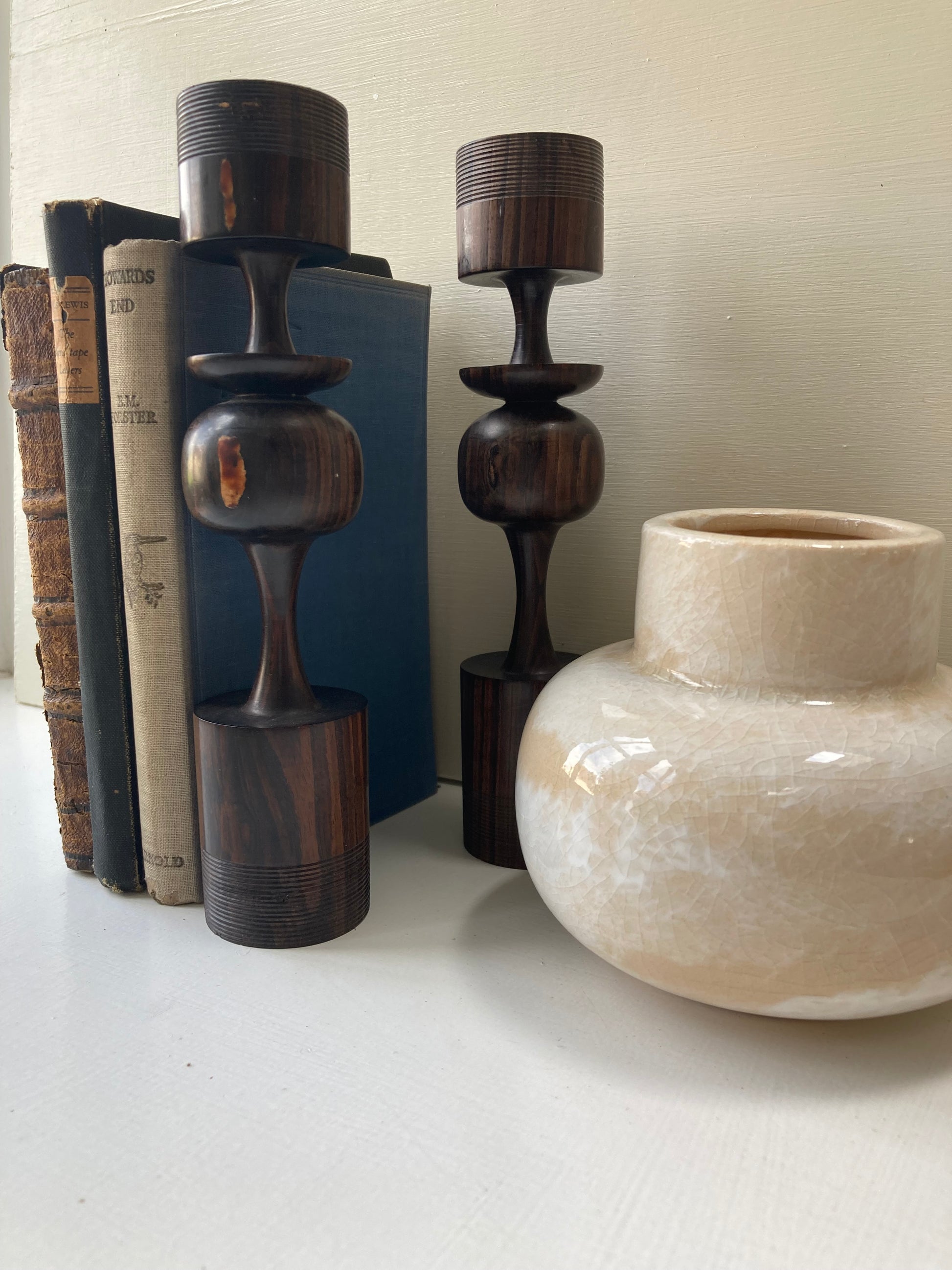 Pair of Hard Wood Candlesticks - Kristia Rose Collections