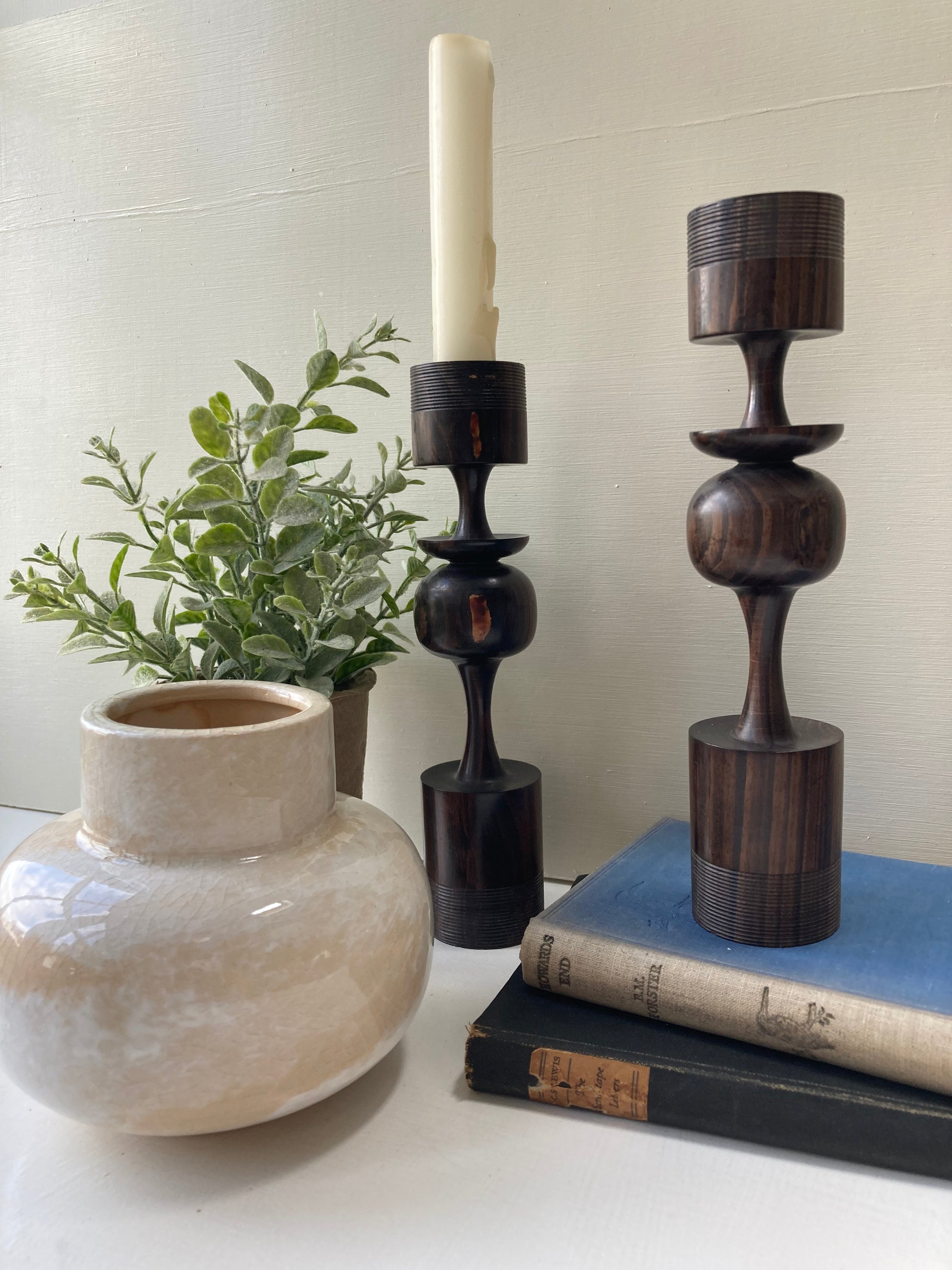 Pair of Hard Wood Candlesticks - Kristia Rose Collections