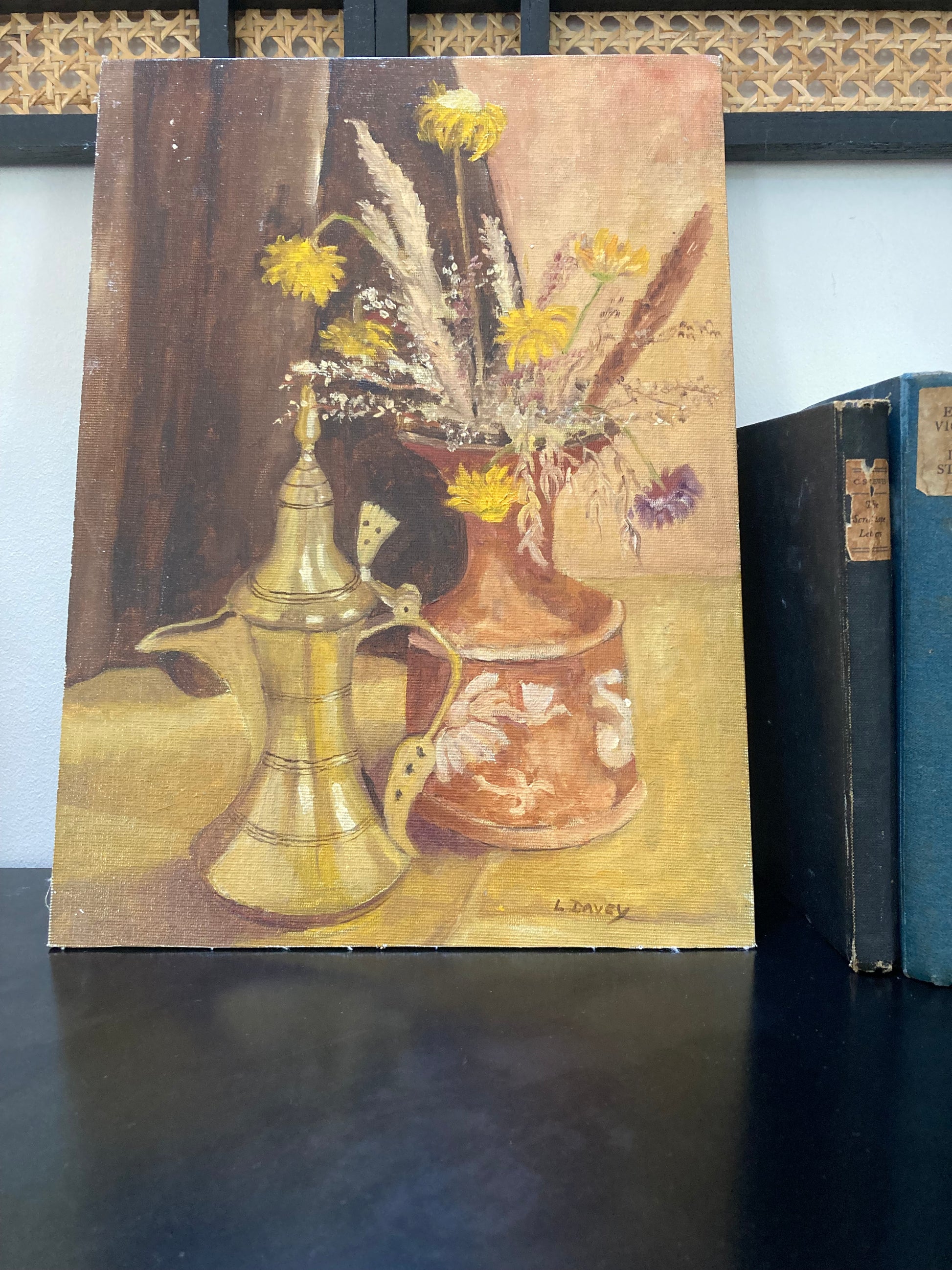 Original Still Life Oil Painting , signed L Davey - Kristia Rose Collections