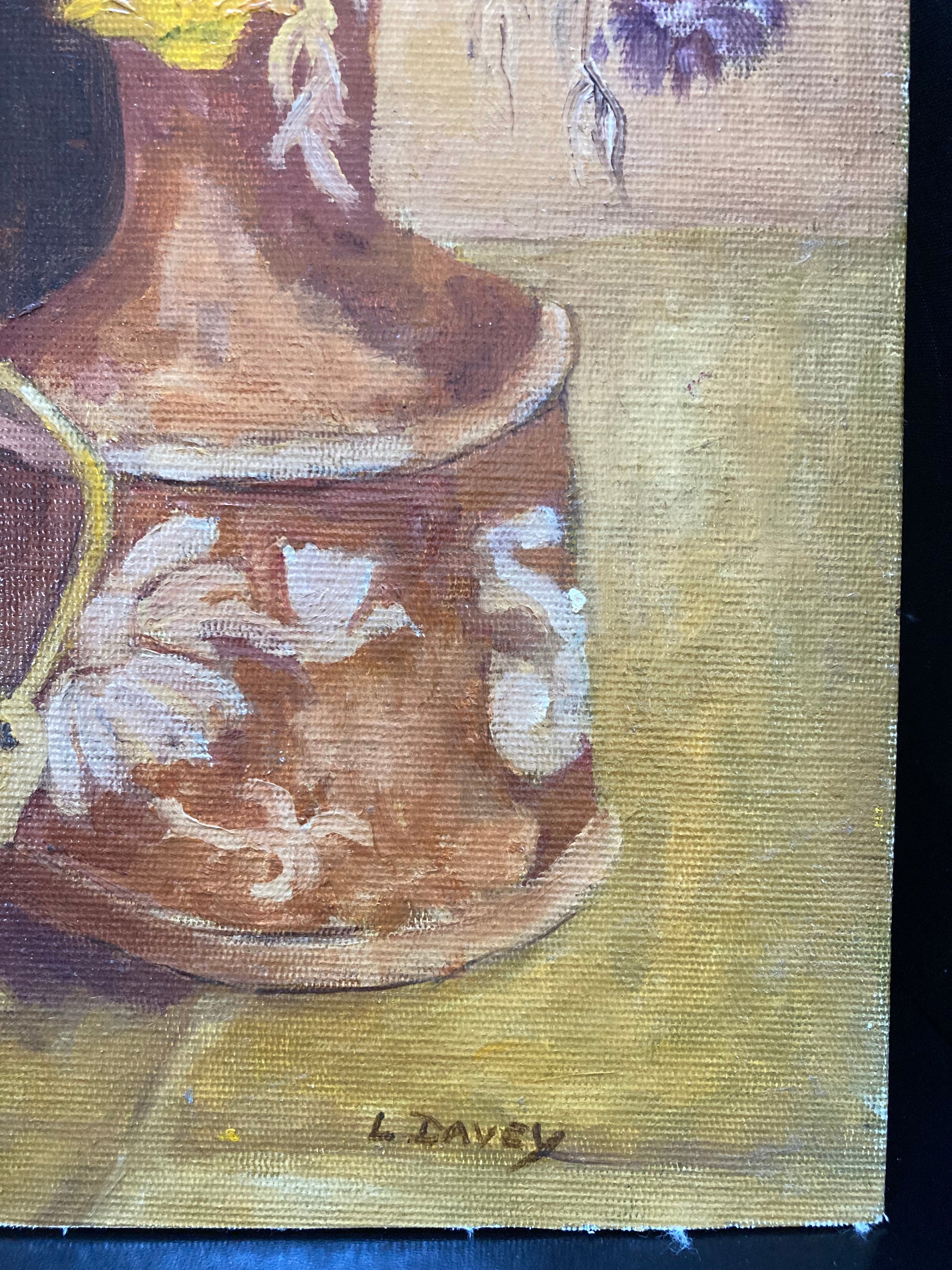 Original Still Life Oil Painting , signed L Davey - Kristia Rose Collections