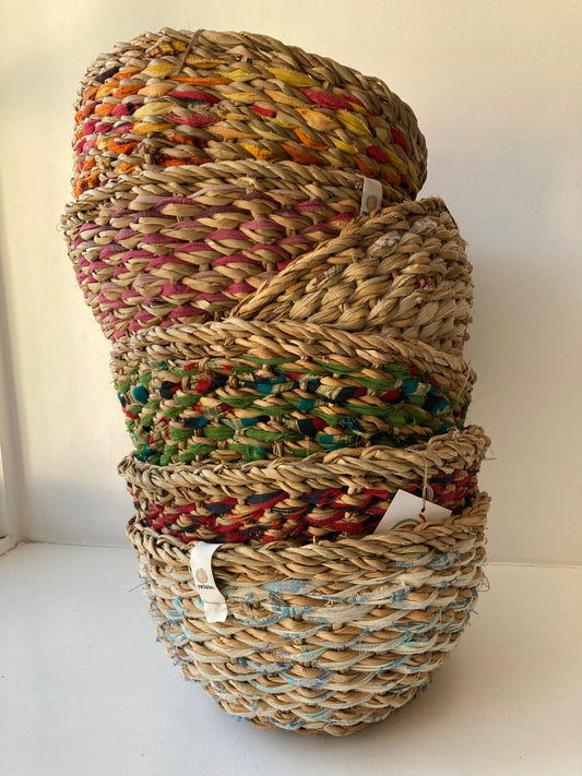 Sari & Seagrass Baskets in an assortment of colours