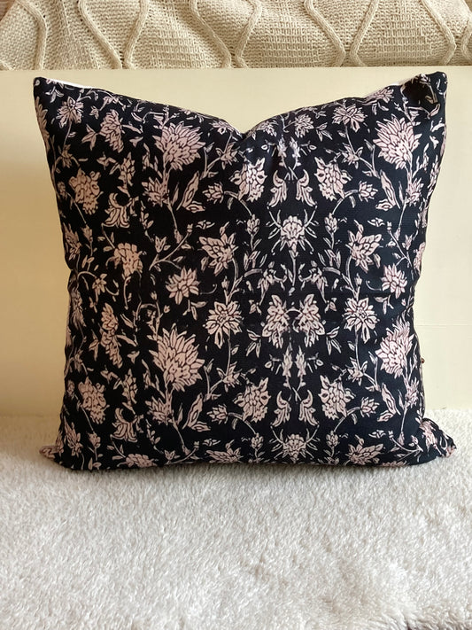 Black Floral Cushion with Feather Inner Included*