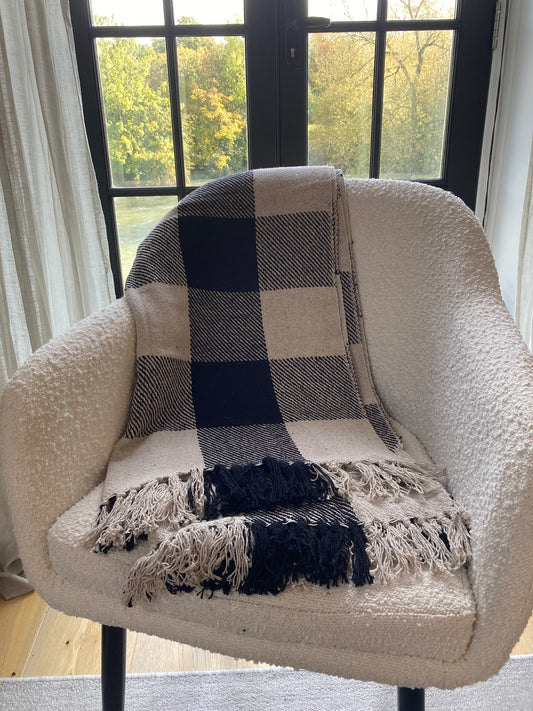 Black and Cream Check Throw