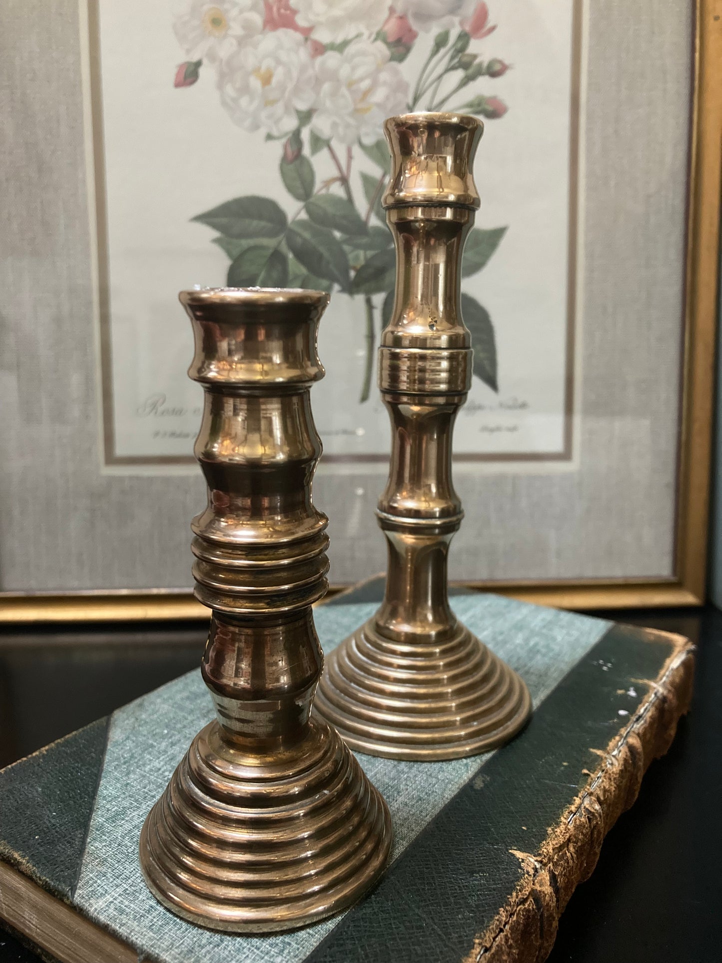 Pair of Antique Bronze Candlesticks