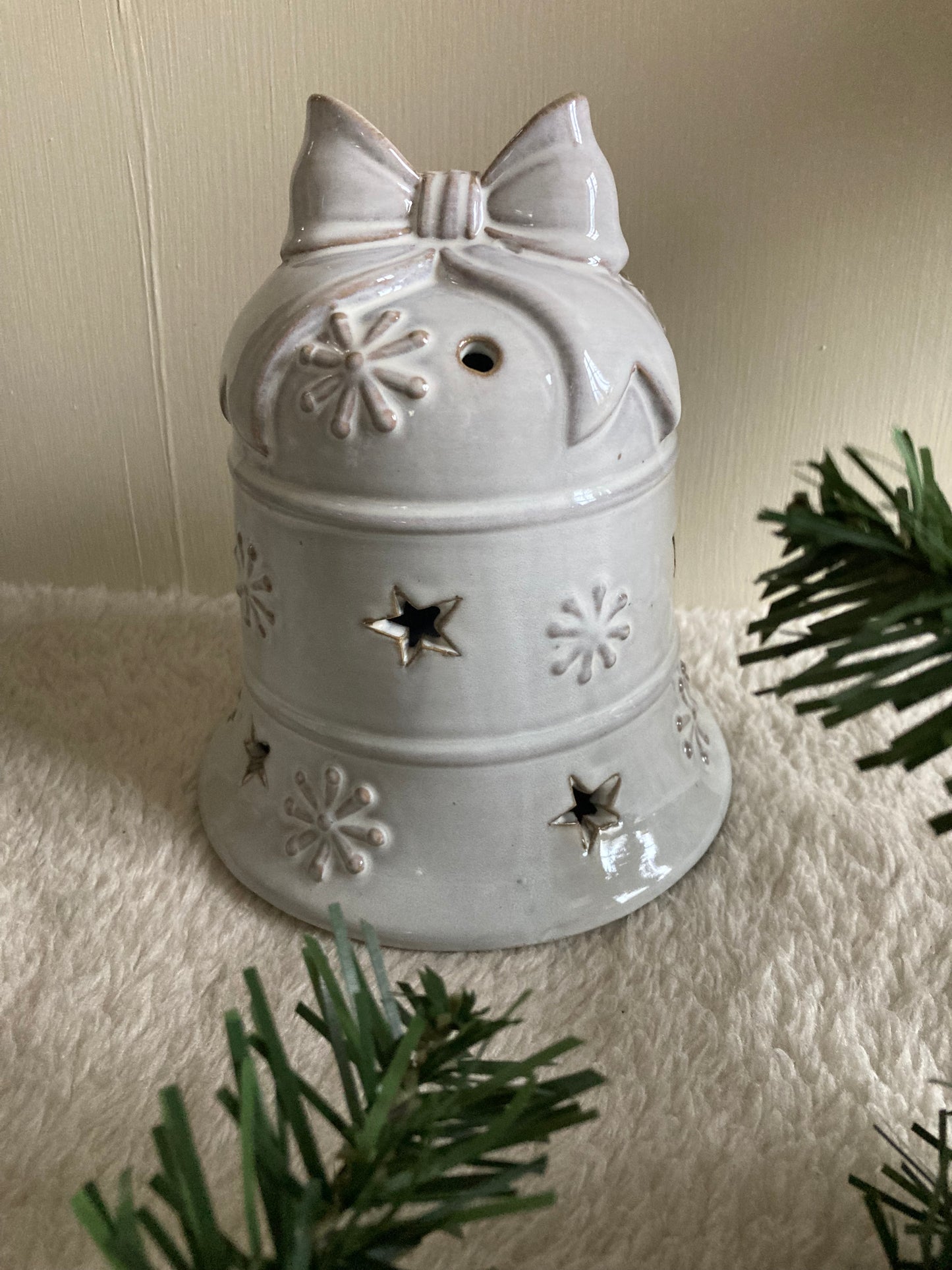 Light Up Ceramic Bell Ornament