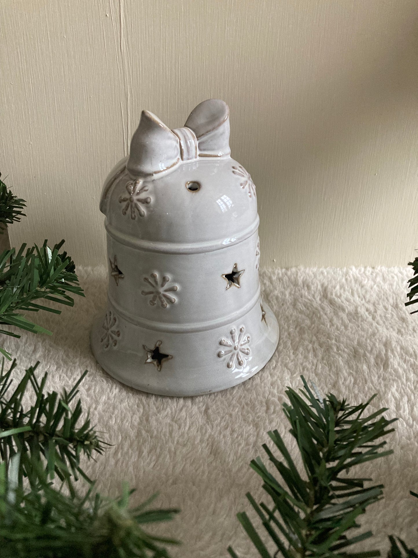 Light Up Ceramic Bell Ornament